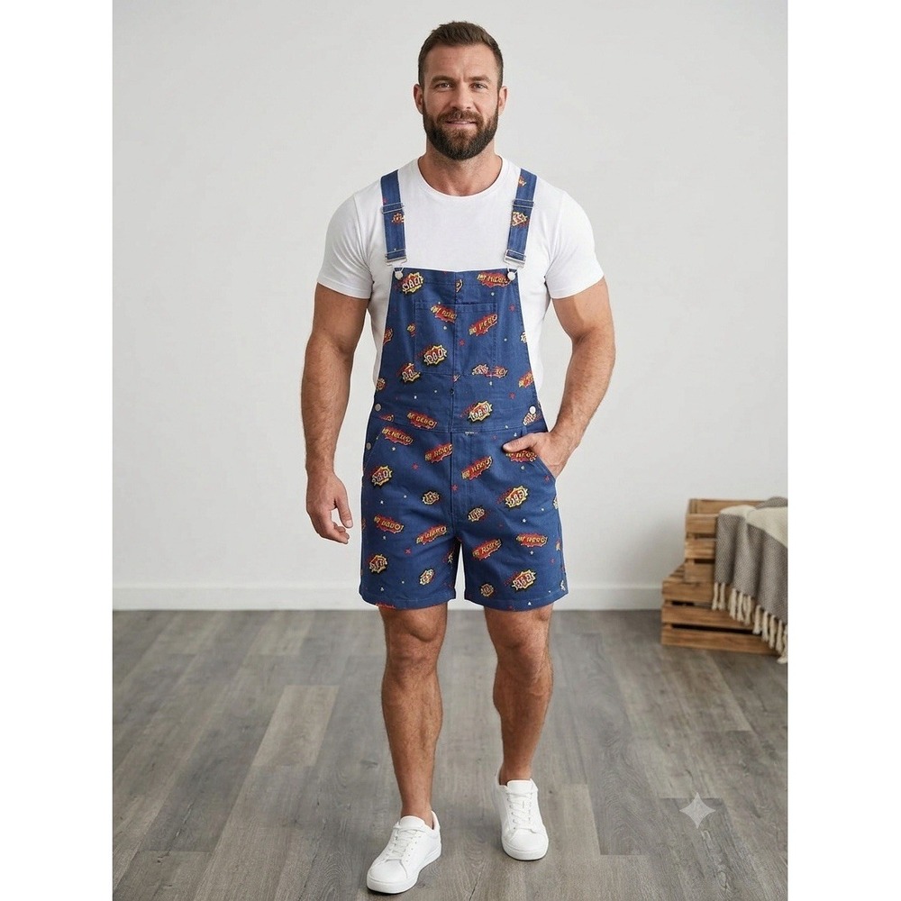super dad Demin fathers day Overalls Country western Jean Coveralls Costume L‎
